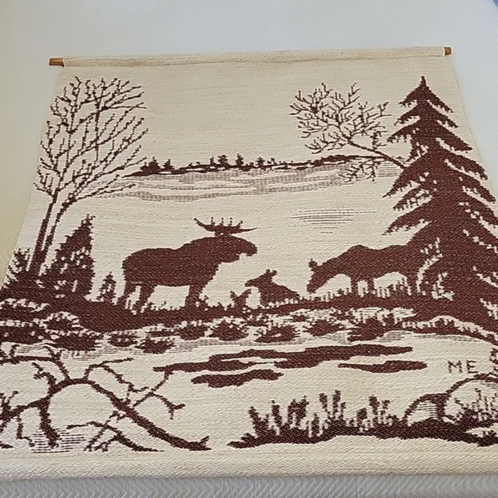 Margareta Eriksson Family Of Moose Brown and Cream Patterned Textile